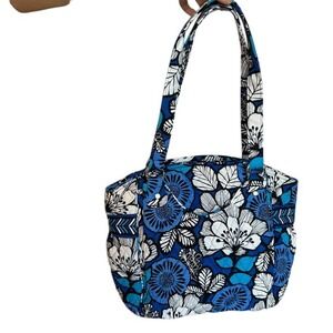 Vera Bradley Quilted Tote Bag Blue Bayou Floral Print Handbag Purse